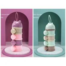 3/4 Layer Bear Shaped Portable Food Container, Divider Box, Stackable Feeding Dispenser, Leak-Proof Distributor, Colorful Bear Shaped Portable Divider Box With Hanging Loop, Convenient For Feeding On-The-Go - Multicolor - View 18