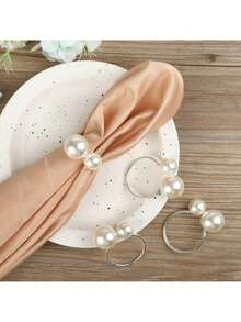 10/12 Pearl Decorative Napkin Rings - Washable Gold And Silver Metal Napkin Holders, Napkin Ring Buckles, 6/12 Piece Set, Fashionable Buckle, Table Decoration, Suitable For Weddings, Parties, Dinners, Etc. - Elegant Decoration, Suitable For DIY, Events, Restaurants, Family Holiday Gatherings, Kitchen Table Decoration, Dinner, Picnic, Banquet, Etc - Multicolor - View 7