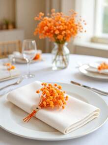 48 piezas de flores artificiales mini realistas con respiración (aproximadamente 10 cm), flores falsas de Gypsophila naranja, tono naranja elegante adecuado para: fiestas, decoración del hogar, centros de mesa para comedor, bodas y compromisos, graduaciones, envoltura de regalos DIY, tarjetas, suministros de artesanía de resina, decoraciones del Día de la Madre y Navidad, acentos florales interiores/exteriores, boutonnières, relleno de jarrones - Aliento de bebé - Ver 8