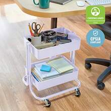 ECR4 Carrito utilitario rodante de 2 Niveles Almacenamiento Multiusos Color - Blanco - Ver 6