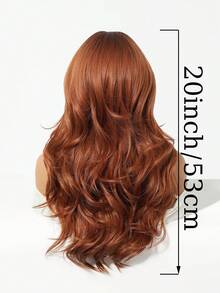 20 Inch Copper Red Long Curly Wig With Face-Framing Bangs, Heat-Resistant Synthetic Hair, Natural And Beautiful, Suitable For Daily Wear, Parties, Holidays And Cosplay - Burnt Orange - View 7