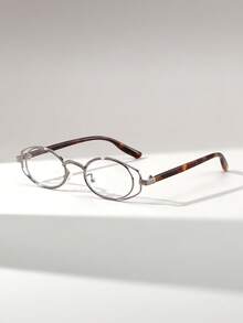 1 Pair Women's Cat Eye Metal Frame Personalized Street Style High Quality Fashion Glasses - Clear - View 11