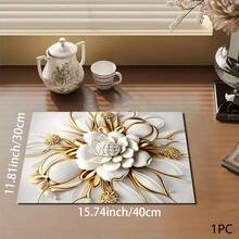 1pc 2D Pattern Printed Absorbent Mat/Drying Mat For Coffee Maker, Tableware - Absorbent Polyester Desktop Protective Mat With Rubber Anti-Slip Pad, For Kitchen Counter Decor, Home Bar And Dining Table - Multicolor - View 12