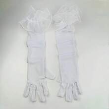 Lace Pearl Black Silk Perspective Wedding Dress Long Gloves Women Sunscreen Sleeves Summer Outdoor Driving Mittens - Ngọc trai trắng - Xem 13