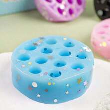 1Pc Glitter Coal Ball Squishy Toy, Soft Squeeze Stress Ball With Holes, Cute Fidget Toy Anxiety Relief, Adults - Black - View 8