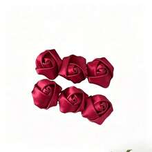 1/2/3/4PCS Romantic Burgundy Rose Hair Clips Made Of Premium Satin. Secure Non-Slip Metal Clip, Gentle On Hair. Perfect For Elevating Hairstyles For Weddings, Dates, Holidays, Or Everyday Looks. Ideal Gift For Her! - Red Roses - View 12