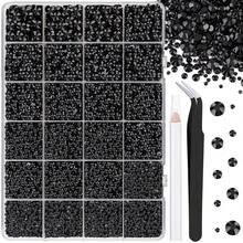 1 Box Black Rhinestones For Crafts, Multi-Colors Available 25000PCS Jelly Rhinestones Flatback Bling Gems With Tweezer Pick Pen For Nail Art, Shoes, Tumblers, Clothes Decoration Jewelry Making Faux Gemstones 24 Girds Nail Charms - Multicolor - View 17