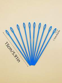 10 piezas Juego de agujas de coser de de 15 cm (5,91 pulgadas) con punta grande, agujas de plástico para hilos, diseño de punta roma, diámetro de ojo grande, adecuado para hilos gruesos, cuerdas, macramé, tejido, ganchillo, bordado - agujas de plástico - Ver 11
