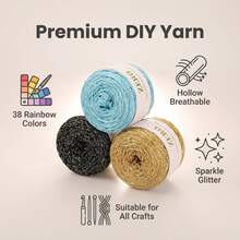 1pc 100g Metallic Yarn, DIY Silver Glitter Thread Crochet Lace Cord Round Strand Line For Bag, Hat, Doll Handcraft, 1.5MM Thick - Glitter Yarn - View 2