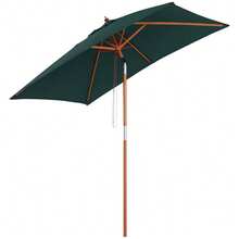 Outdoor Garden Parasol, Rectangular, Tilting, Made Of Wood And High-Density Polyester, 2 M X 1.5 M X 2.3 M, Dark Green. - Green - View 6