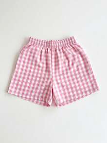 Bộ 3 quần short kẻ caro cạp chun co giãn, kiểu dáng năng động, thích hợp cho bé gái, có các màu Tím/Hồng/Xanh dương. - Nhiều màu - Xem 3