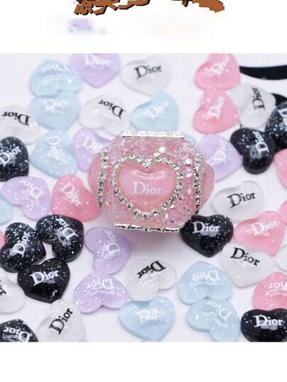 M.Dior ملصقات فن الأظافر بشكل قلب شفاف لامع 10*12 مم، إكسسوارات خرز DIY