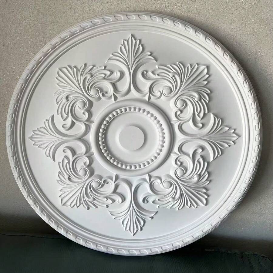 PU Ceiling Medallion Decorative, Lighting Ceiling Medallion Ring For Light Fixtures And Ceiling Fans, (Without Holes) White - C - View 1