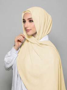 1 pieza Hiyab de gasa 3 en 1 de uso rápido con imán incorporado y gorro interior/Hiyab de una pieza de uso rápido - Sin necesidad de alfileres, ajuste antideslizante, uso instantáneo - Amarillo limón - Ver 5
