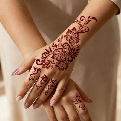 1 Hình xăm dán, kiểu Henna, dây leo hoa hồng lớn, hình xăm dán tạm thời, có thể giặt, PVC, dùng một lần, chống thấm nước và mồ hôi, dùng cho cánh tay, eo, bụng, lưng và chân, không phản chiếu, hình xăm chân thực, phù hợp cho mọi người, sử dụng hàng ngày, giữ được 3-5 ngày.