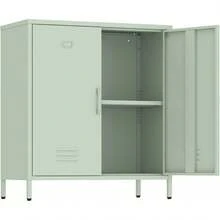 Metal Locker Cabinet Metal Storage Cabinets With Adjustable Shelf And 2 Doors For Home Office Classroom (Pink) - màu xanh lá - Xem 10