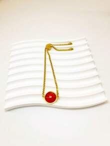 Pulsera ajustable de acero inoxidable con piedra de ojo de gato verde menta, joyería de lujo chapada en oro de 18K para el día a día - Dorado - Ver 15