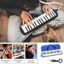 Melódica de 32 Teclas Teclado de Instrumento Melodico de 32 Teclas Instrumentos Musicales para Principiantes con Bolsa de Transporte 1 Tubos Largos Suaves y Boquilla - Azul - Ver 8