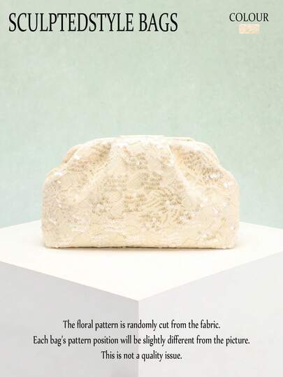 حقيبة كلاتش بيج ناعمة مزينة بالدانتيل والترتر والكشكشة بشكل سحابة، حقيبة كتف نسائية مزينة بالترتر باللون البيج، أسلوب بوهيمي مناسب للشاطئ والعطلات والسفر والاستخدام اليومي