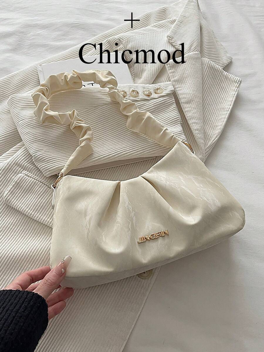 1pc Women's Retro Punk Rivet Decor Adjustable Shoulder Strap Large Capacity Soft Faux Oiled Leather Gradient Color Shoulder Underarm Bag, Suitable For Work, Commute, Date, Party