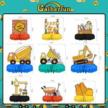9pcs-Building Theme Honeycomb Centerpieces, Desktop Decoration Building Theme Birthday Party Decorations - View 7