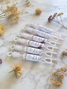 Pegatinas personalizables con texto para fiesta de boda, etiquetas decorativas de tubo de burbujas transparentes. Pegatinas personalizables para recuerdos de boda, etiquetas de agradecimiento floral para regalos de fiesta de compromiso/boda - Multicolor - Ver 4