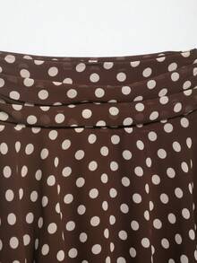 Falda asimétrica con estampado de lunares de moda para mujer DEEKA, estilo europeo y americano - Marrón - Ver 9
