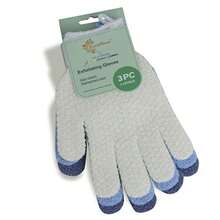3 Distinct Levels 3 Gloves EvridWear Exfoliating Dual Texture Bath Gloves for Shower Spa Massage and Body Scrubs Dead Skin Cell Remover hanging loop 3 Colors (Not 3 pair) - Blanco Natural Azul Claro Gris - Ver 9