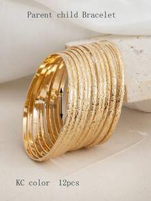 12pcs Fashionable Avant-Garde Delicate Versatile Unique Arc Rhombus Stackable Thin Bangle Bracelets - Multicolor - View 20