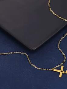 Personalized Cross Name Necklace, Plated In 18K Gold, Customizable English Name Necklace, Bohemian Style, Customized Name Necklace For Her Gift, Birthday Gift, Mother's Day Gift, Valentine's Day Gift, Graduation Season Gift, Summer Jewelry, Beach Accessories For Women, Ramadan Gift - Multicolor - View 7