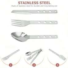 Folding Camping Tableware Cutlery Set Fork Spoon Knife Stainless Steel Compact Easy-Clean Travel - / - View 8