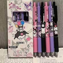 SANRIO 6支装卡通三丽鸥库洛米中性笔套装，0.55mm黑色速干墨水笔，适用于学校办公用品、学校必备用品、文具用品、学习用品、完美的派对礼物、粉丝节日礼物。 - 彩色 - 查看 2
