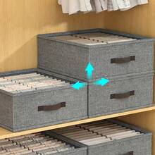 1pc Grey Clothes Storage Box, Layered Clothing Organizer Box, Wardrobe Storage Box, Drawer Organizer Box, Underwear Storage Box, Suitable For Home Organization - Grey - View 3