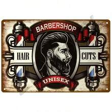 Vintage Barber Shop Metal Sign Poster, Cafe Bar Retro Iron Plate Signage, Shave Beard Decor For Home - YHMO30002 - View 1