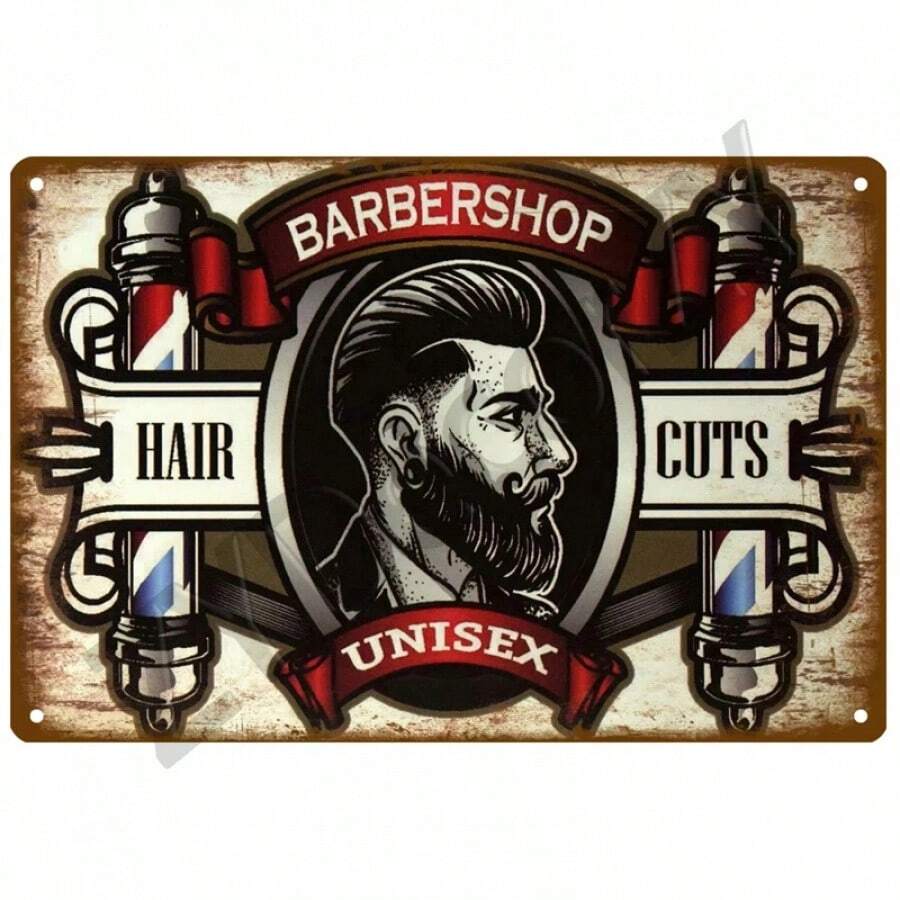 Vintage Barber Shop Metal Sign Poster, Cafe Bar Retro Iron Plate Signage, Shave Beard Decor For Home - YHMO30002 - View 1