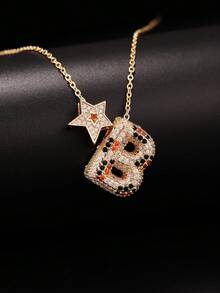 奢华 14k 镀金情侣吊坠项链，饰有 26 个豹纹英文字母，适合日常佩戴，情人节/母亲节/礼物。 - 彩色 - 查看 2