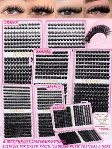 384 片 DIY 睫毛嫁接套装，10-18 毫米混合长度尖头簇状睫毛，可重复使用的 C 形卷翘单簇睫毛，单根睫毛套装，可卷翘睫毛套装，日本人造貂毛加厚假睫毛条，单根假睫毛，DIY 睫毛假发，自然效果簇状假睫毛假发，柔软假睫毛，适合家庭使用和初学者。 - C - 查看 3