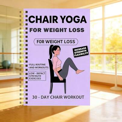 30-Day Seated Yoga Weight Loss Workout Plan And Journal - 50 Pages Illustrated Exercise Guide, Including Daily Yoga Routines, Diet Plan And Progress Tracking - Compact Size 5.5"X 8.3", Suitable For Home Gym Use