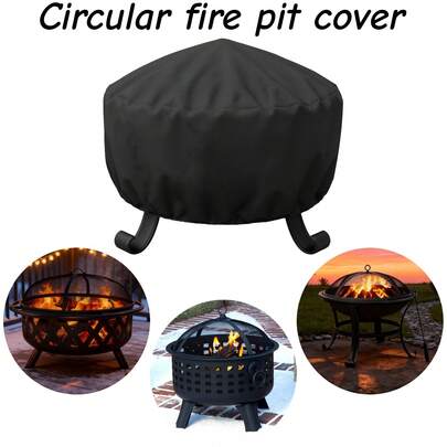 1PC Circular Fire Pit Cover-3sizes Are Available(Black), Made From High-Quality 300D Oxford Fabric, Sturdy And Durable, Features A Drawstring Closure At The Bottom For Adjustable Sizing; Made From Premium Fabric That Is Soft, Hard-Wearing, Dustproof And Waterproof, Easily Withstanding Dust, Grease And Everyday Wear And Tear
