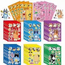 Bluey 1 bộ/8 miếng dán hình nhân vật hoạt hình Bruy của Úc năm 2026, bộ sticker tự làm dễ thương, ghép hình, cắt dán, thay đổi khuôn mặt sáng tạo, họa tiết dễ thương và sống động, tự làm thủ công vui nhộn, cũng có thể rèn luyện khả năng ghép hình khéo léo. - Nhiều màu - Xem 2