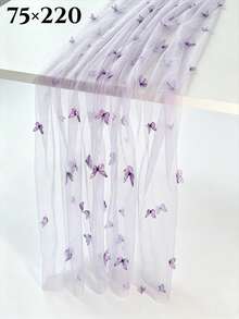 1pc Purple 3D Butterfly Sheer Tulle Table Runner, Flowy Mesh Gauze For Wedding Baby Shower Birthday Party, Romantic Ethereal Cake Table Scarf - Purple Butterfly - View 6