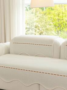 Một chiếc đệm sofa bằng lụa băng dệt jacquard, kiểu dáng hiện đại tối giản, thoáng khí, chống trượt với viền ren, chống trầy xước do mèo, bền, có thể giặt, phù hợp cho sofa phòng khách quanh năm. - trắng - Xem 6