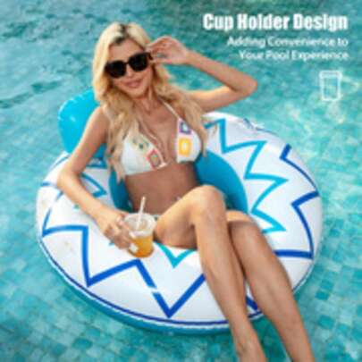 New & Upgraded Heavy Duty Inflatable Pool Floa-Premium Water Float To Lounge Above Lake And River,2 Cup Holders & Durable Grab Handles Pool Party Toys For Adults
