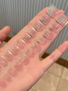 Semi Cured Gel Nail Strips, 20Pcs Long Lasting Salon Quality Wraps, Easy Apply & Remove Gel Nail Stickers With UV Light - Multicolor - View 5