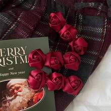 1/2/3/4PCS Romantic Burgundy Rose Hair Clips Made Of Premium Satin. Secure Non-Slip Metal Clip, Gentle On Hair. Perfect For Elevating Hairstyles For Weddings, Dates, Holidays, Or Everyday Looks. Ideal Gift For Her! - Red Roses - View 6