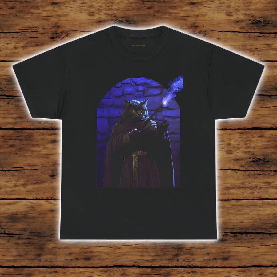 The Cat Wizard T-Shirt From The World Of The Frog Mage - Black - View 1