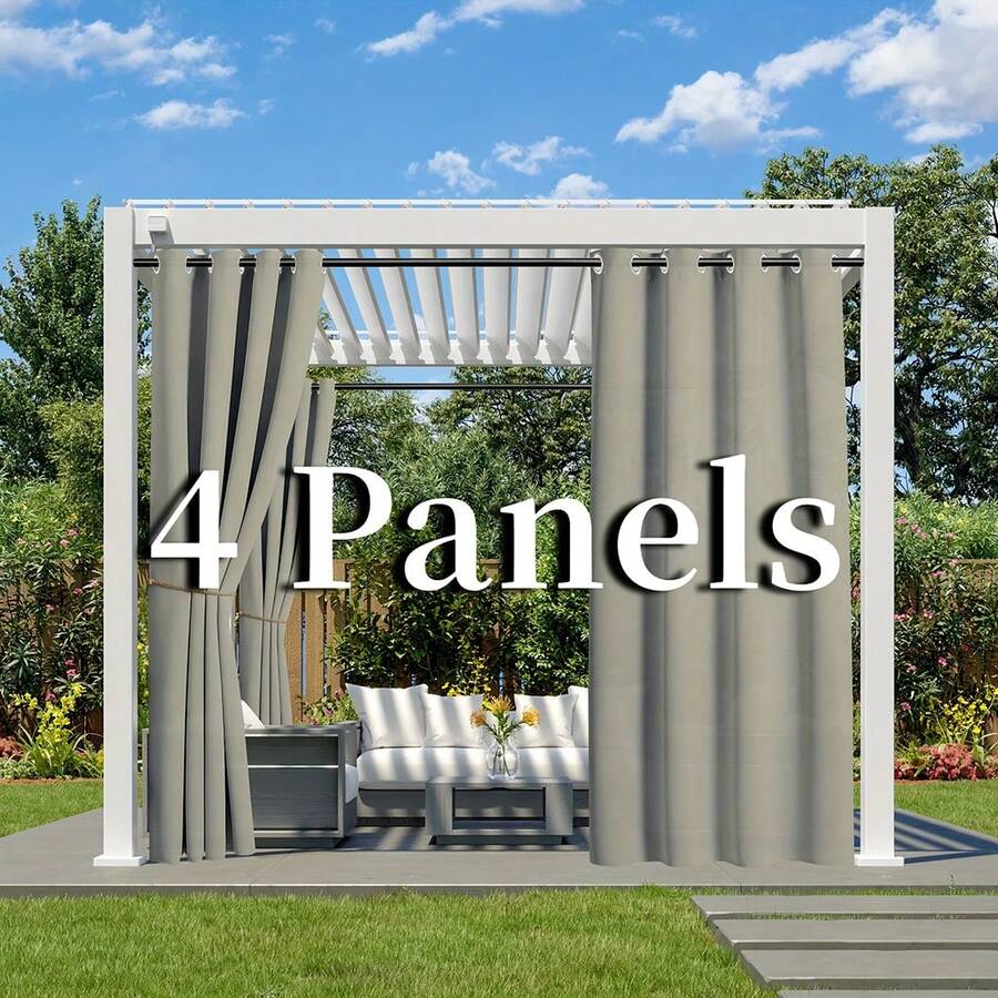 4pcs Outdoor Curtain Set 100% Blackout Patio Curtains Heat Insulation Noise Reduction Privacy Protection Reinforced Cold Barrier Dust Proof Event Use Year Round Heavy Duty UV Resistant Stain Resistant Holiday Decor All Season Porch Decor Wrinkle Free Machine Washable Outdoor Shade Fade Resistant Temp Control Dust Repellent Outdoor Decor Multi Use Water Repellent Sun Blocker Wind Shield Easy Care All Weather Relax Area  Thermal Insulated Extra Thick Sound Barrier Practical Decor Wind Stable Patio Privacy Shade Space Utility Curtain Wind Blocker Wide Coverage Gathering Space Strengthened Party Decor Weatherproof Shrink Resistant Yard Decor Modern Style Balcony Use Strong Fabric Stable Hang Rust Free Sun Shade Corrosion Resistant Outdoor Living Daily Use Scratch Resistant Backyard Use Pool Area Sun Shield Simple Style Garden Privacy Wind Repellent Elegant Look Light Blocking Waterproof Wear Resistant Fade Guard Classic Design Quick Dry Functional Curtain Heat Barrier Home Dec