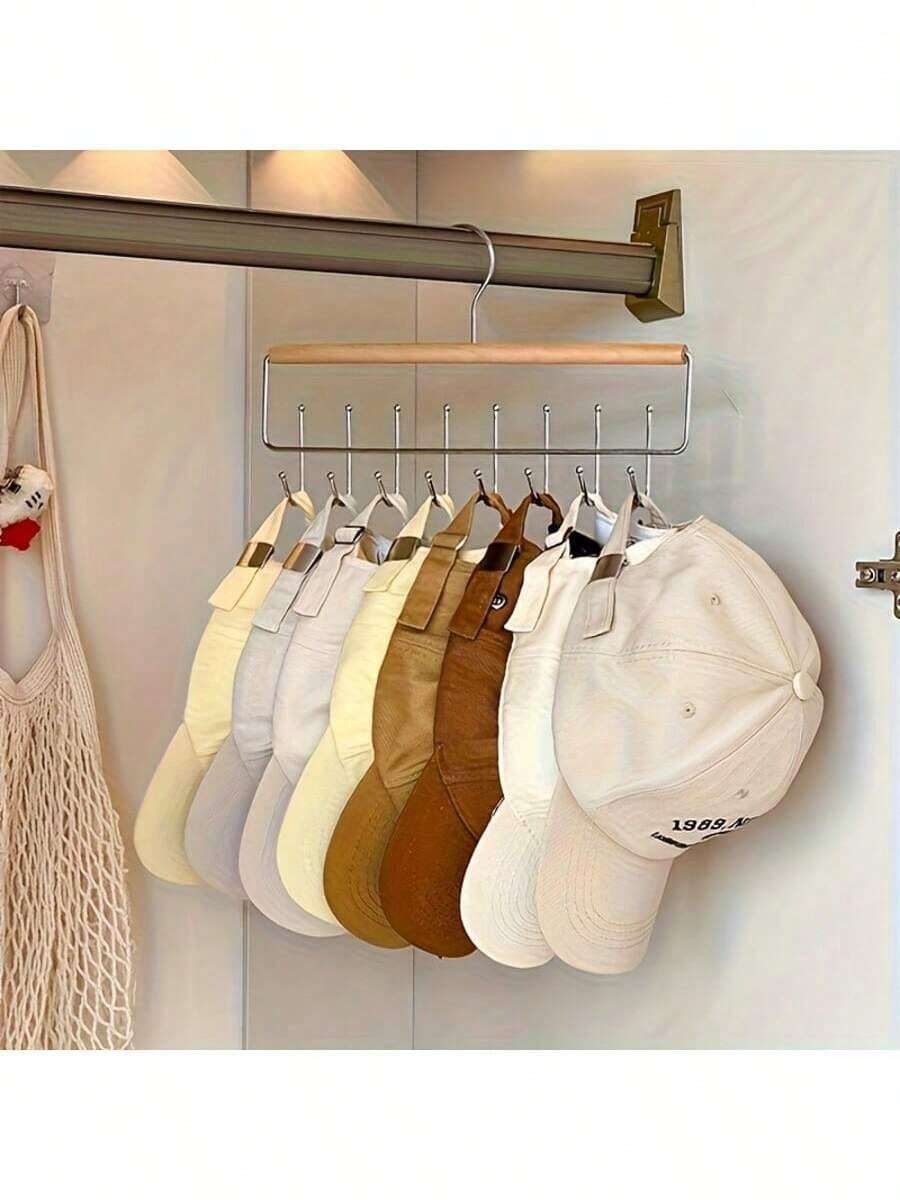 1/2pcs Multi-Function Hat Rack With 8 Hooks, Suitable For Wardrobe, Bras, Vests And Other Clothing Storage, Rotating Metal Hanger, Space-Saving, Ideal For Dorm And Apartment Closet Organization - Multicolor - View 1