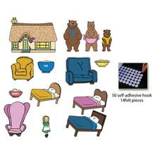 hoojojo 14Pcs Goldilocks Three Bears Felt Story Set, Fairy Tale Storytelling Role Play Props, Interactive Reading Literacy Imagination Cognitive Story Game, Learning Supplies Stationery Home Gift Back To School - Multicolor - View 13