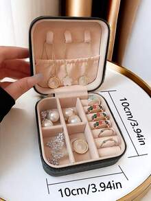 1pc Large Minimalist PU Leather Jewelry Storage Box, Earring Necklace Ring Box, Jewelry Hair Accessories Hair Tie Multi-Function Storage Box, Party Gathering Gift, Valentine's Day Gift - Multicolor - View 10